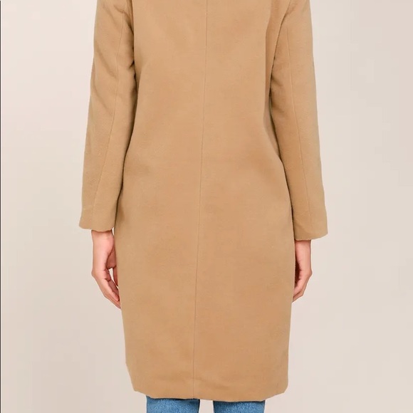 Lulus Tan/beige Long Double Breasted Long Coat - Picture 3 of 5